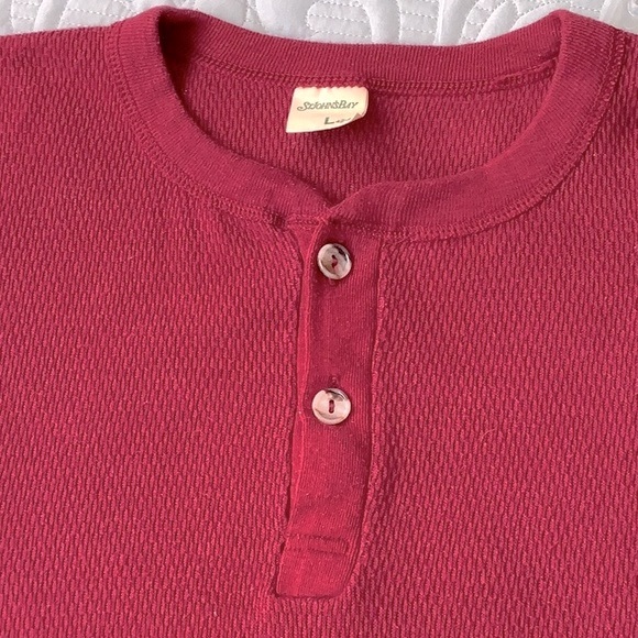 St John’s Bay Waffle Weave Maroon Long Sleeve Thermal Henley Top - Picture 6 of 6